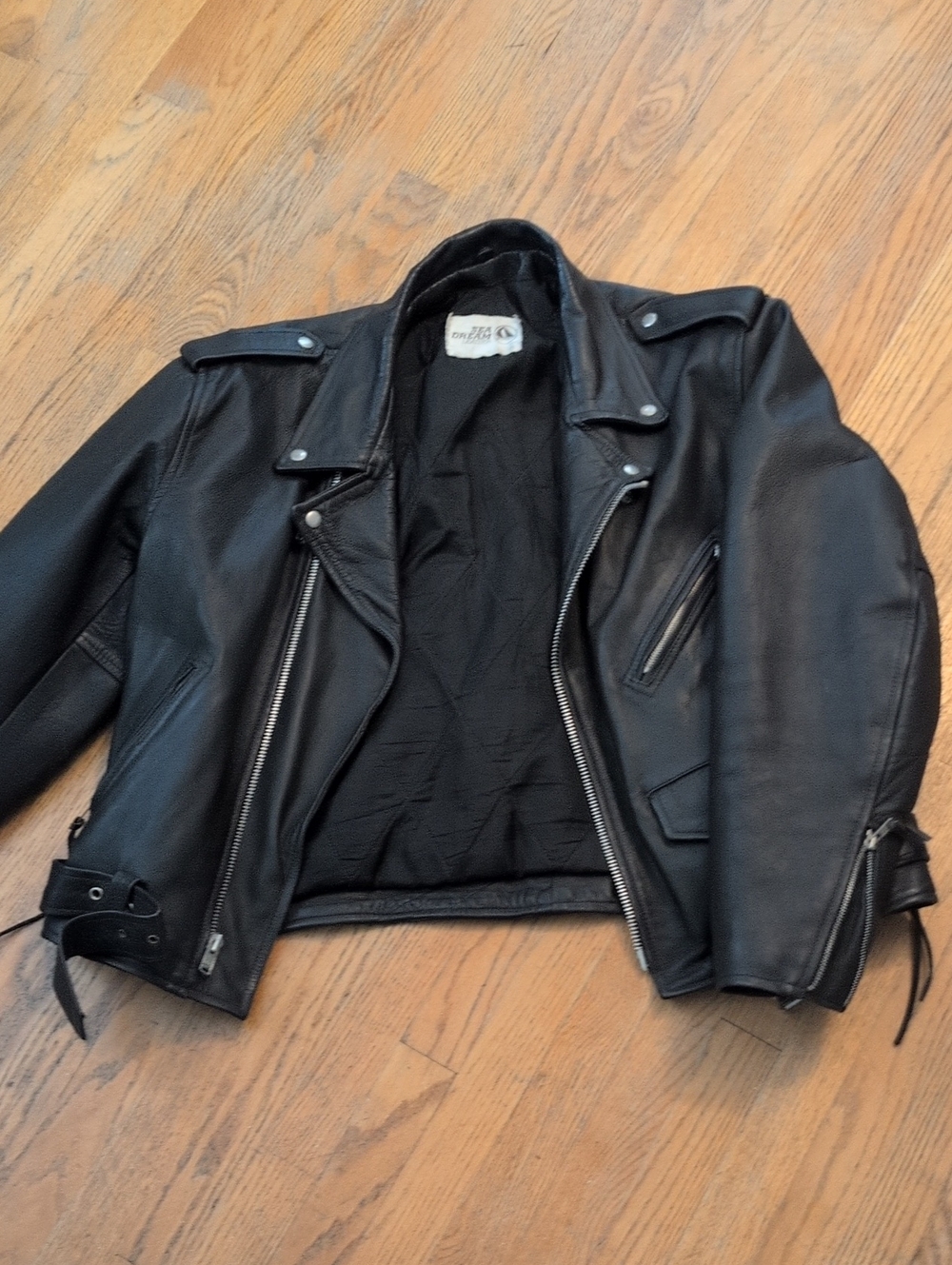 Sea Dream Leather Classic Black Leather Biker Jacket - Unbranded